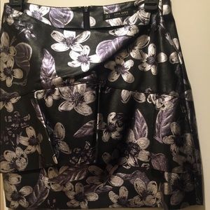 Zara leather mini skirt with metallic flowers
